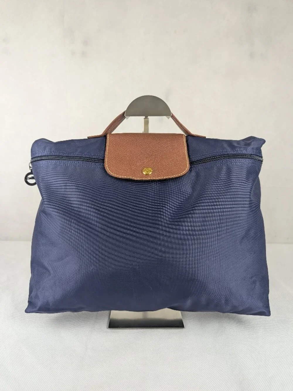 Authentic Longchamp Le Pliage Original Blue Nylon Briefcase Bag Made in France